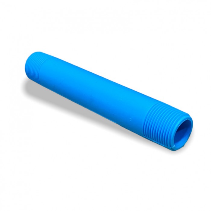 Niple Plástico Roscado Aguas Blancas 1 Pulgada x 15 Centimetros Largo Azul