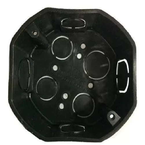 Cajetín Plástico Octogonal Para Electricidad Negro y Blanco